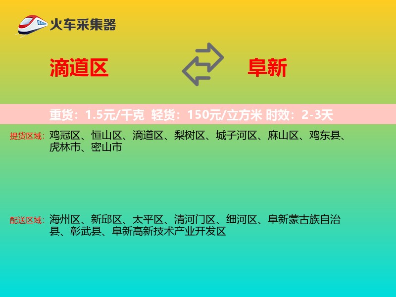 滴道区到阜新物流专线
