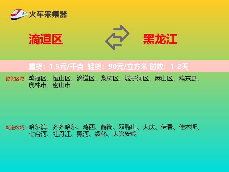 滴道区到黑龙江物流专线