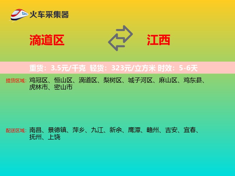 滴道区到江西物流专线