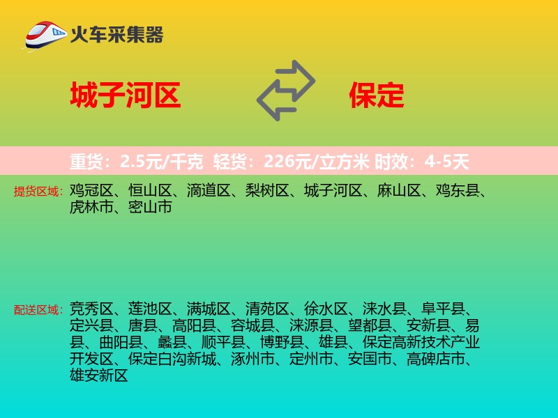 城子河区到保定物流专线