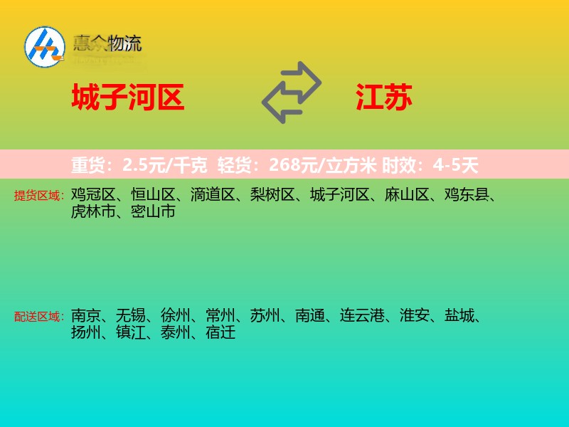城子河区到江苏长途搬家