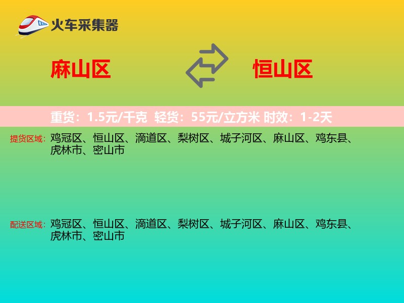 麻山区到恒山区物流专线