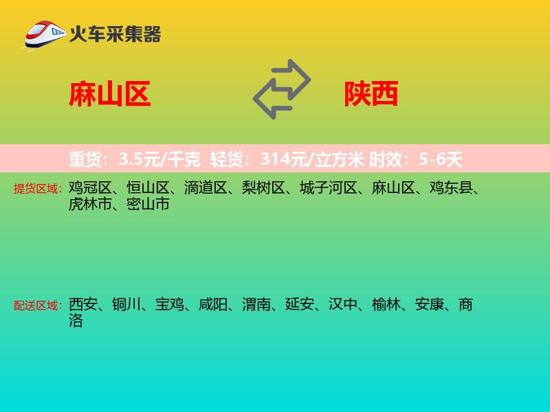 麻山区到陕西物流专线