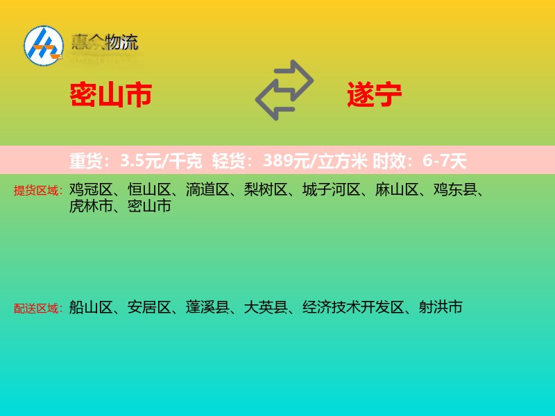 密山市到遂宁物流专线