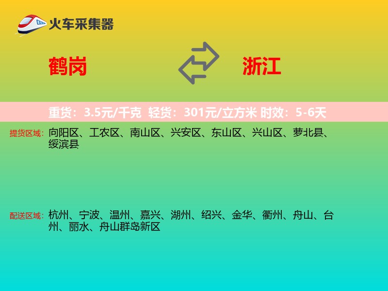 鹤岗到浙江轿车托运