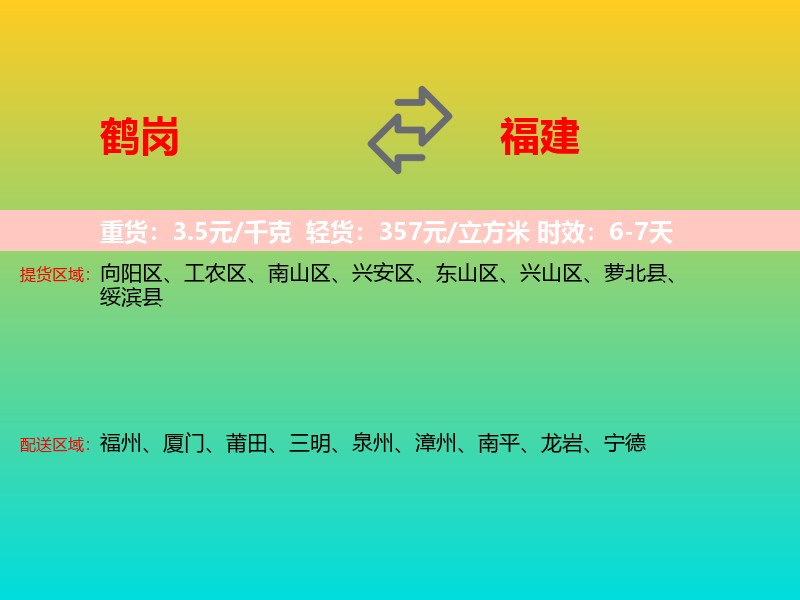 鹤岗到福建长途搬家
