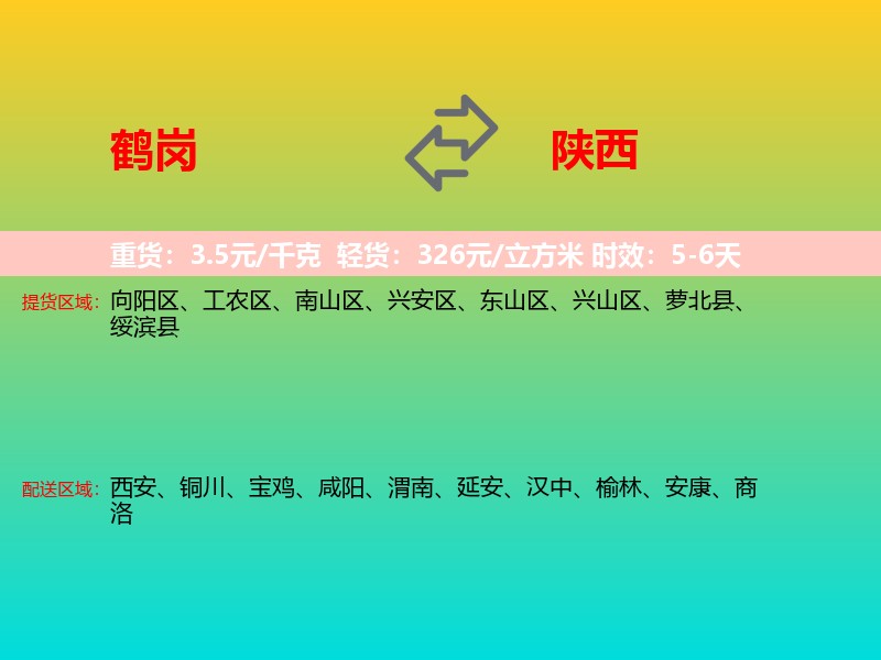 鹤岗到陕西长途搬家