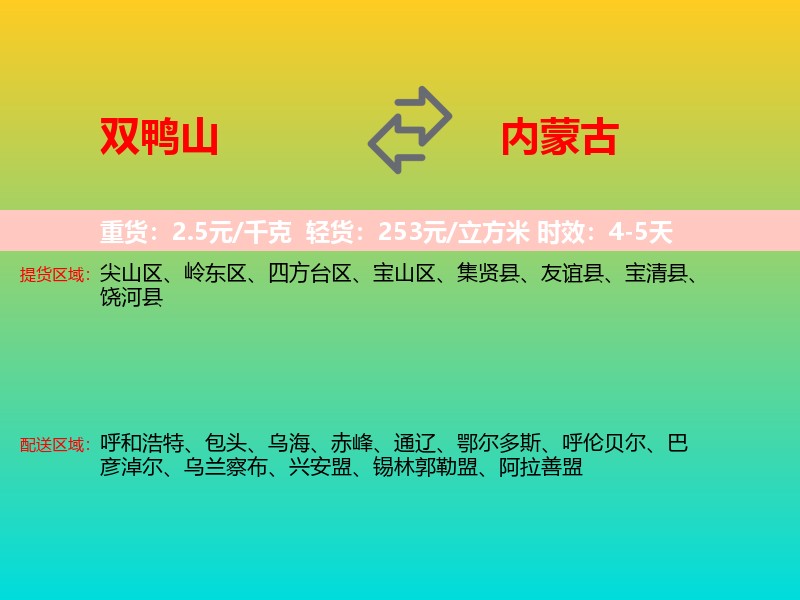 双鸭山到内蒙古长途搬家