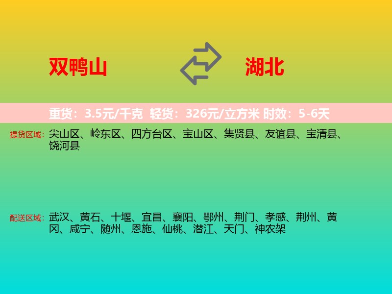 双鸭山到湖北长途搬家