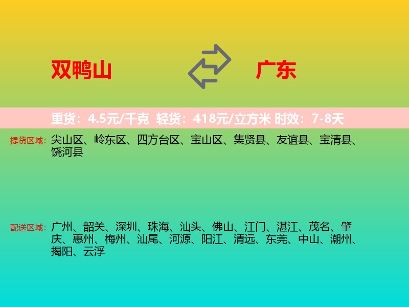 双鸭山到广东长途搬家