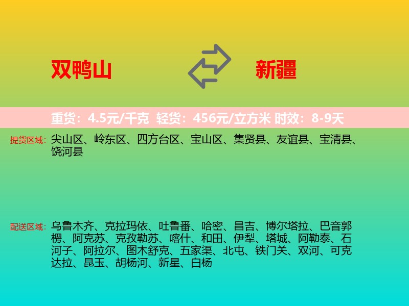 双鸭山到新疆长途搬家