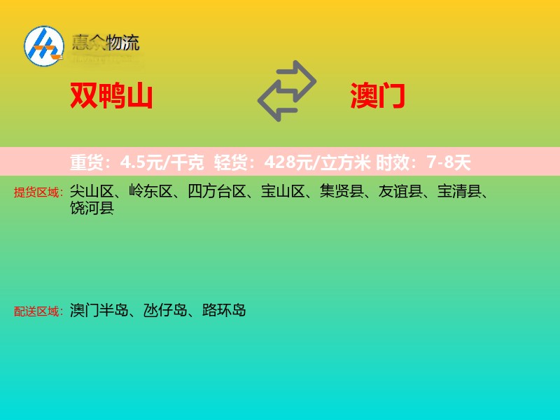 双鸭山到澳门长途搬家
