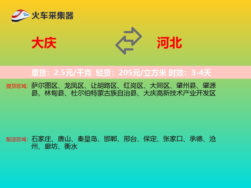 大庆到河北物流专线