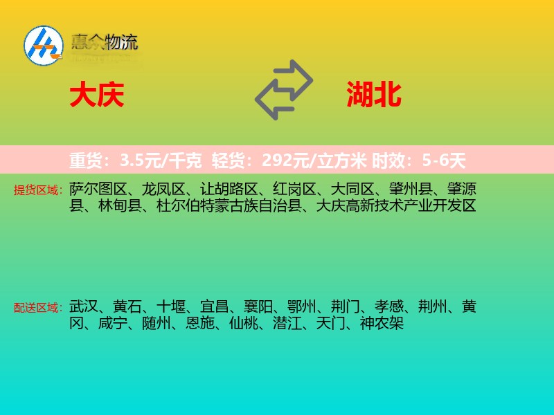 大庆到湖北轿车托运