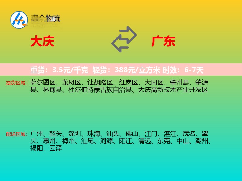 大庆到广东轿车托运