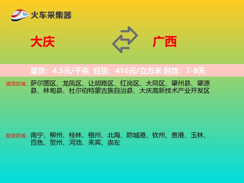 大庆到广西轿车托运
