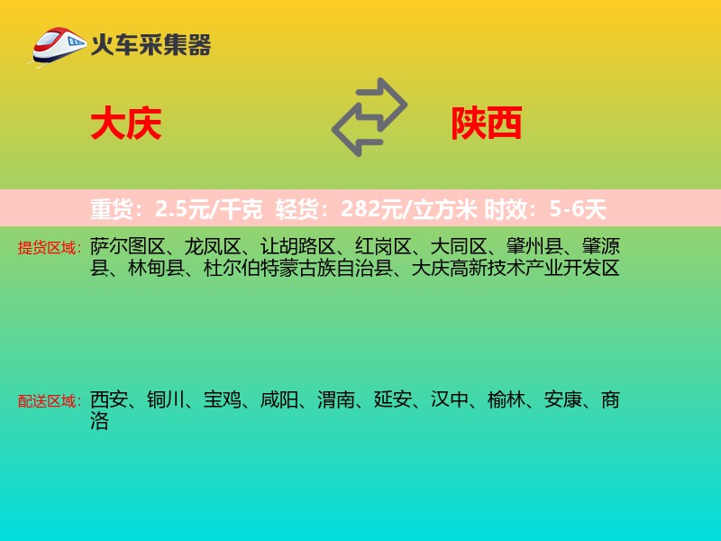 大庆到陕西轿车托运