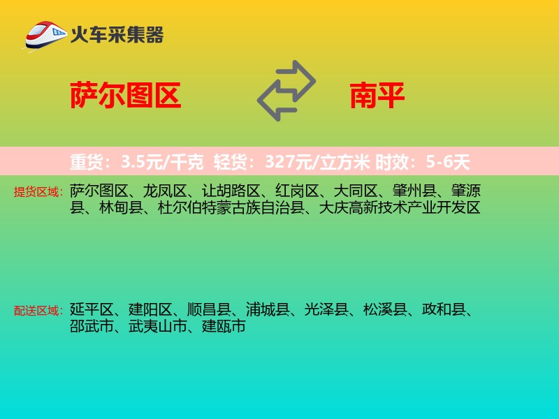 萨尔图区到南平物流专线