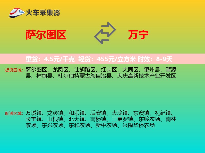 萨尔图区到万宁物流专线
