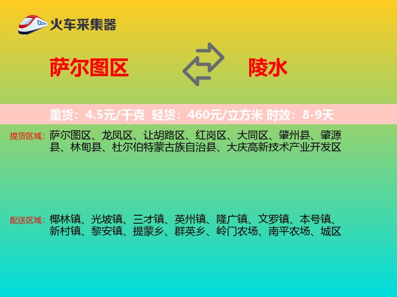 萨尔图区到陵水物流专线