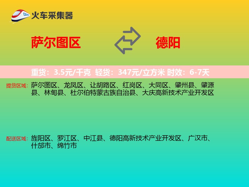 萨尔图区到德阳物流专线