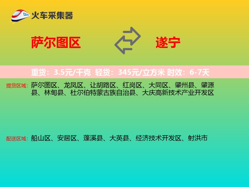 萨尔图区到遂宁物流专线