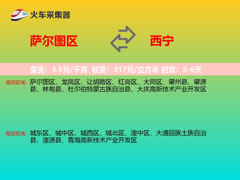 萨尔图区到西宁物流专线