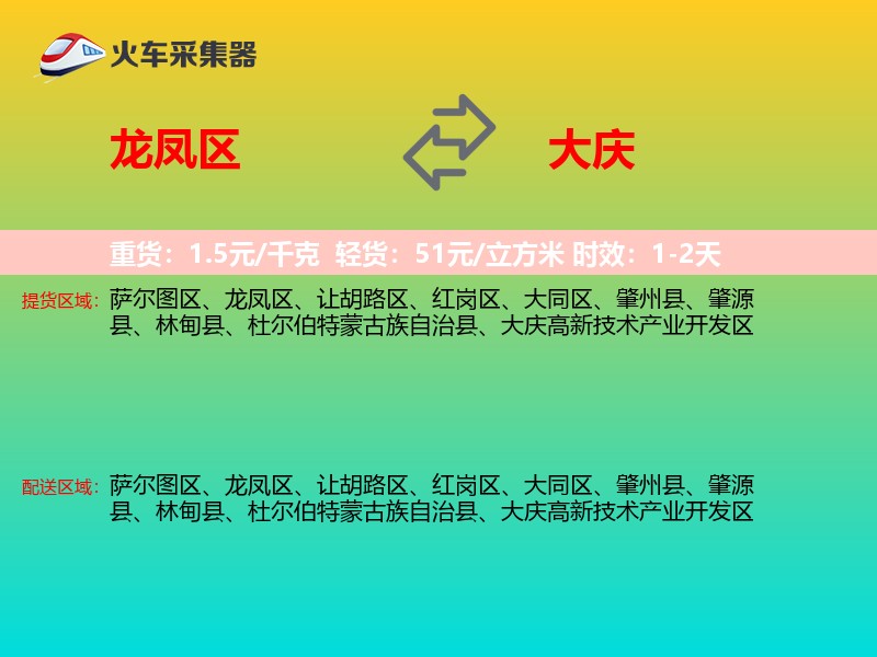 龙凤区到大庆物流专线