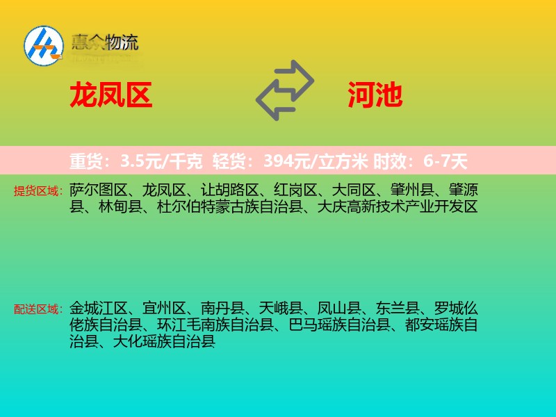 龙凤区到河池物流专线