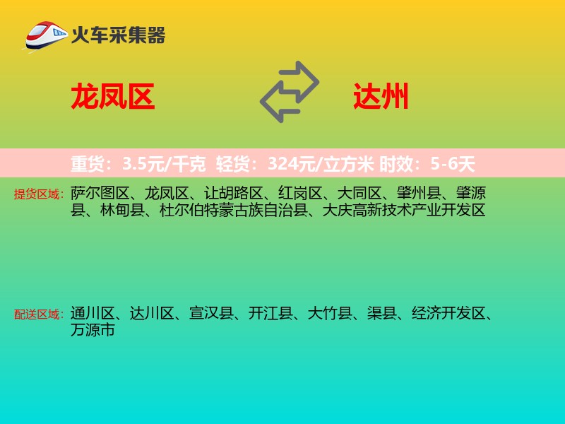 龙凤区到达州物流专线