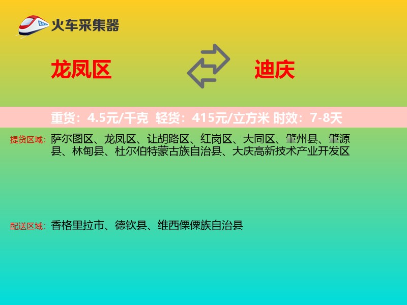 龙凤区到迪庆物流专线