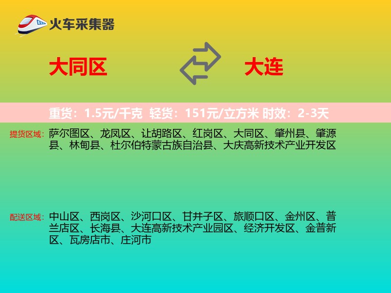 大同区到大连物流专线