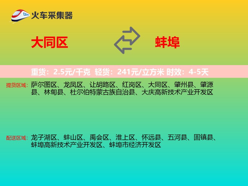 大同区到蚌埠物流专线