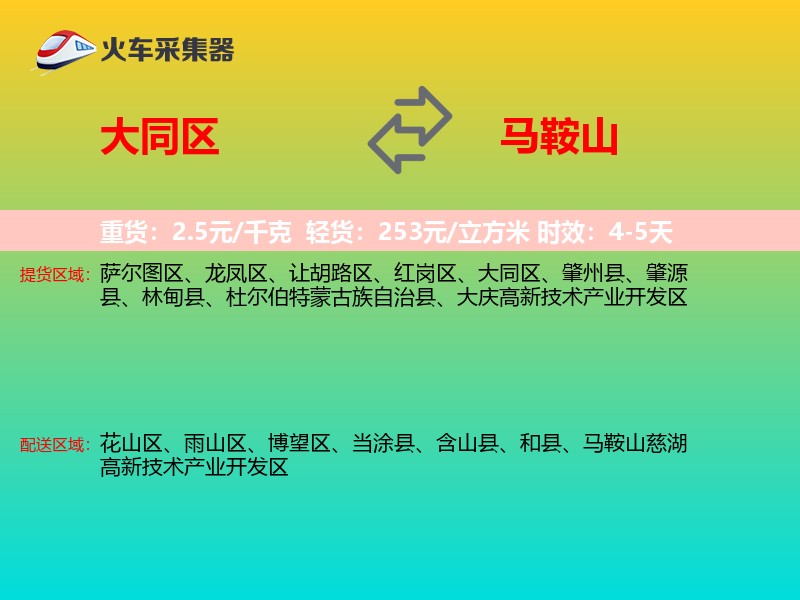 大同区到马鞍山物流专线