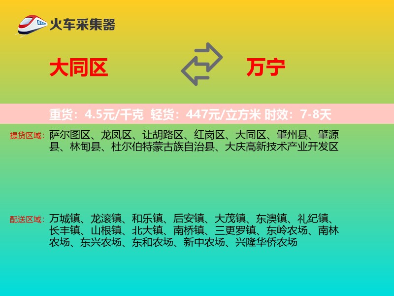 大同区到万宁物流专线