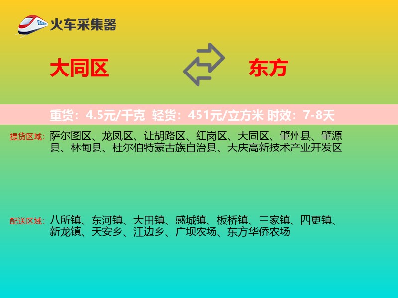 大同区到东方物流专线