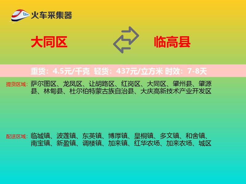 大同区到临高县物流专线