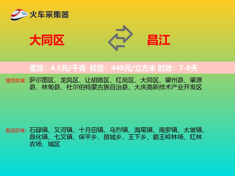 大同区到昌江物流专线
