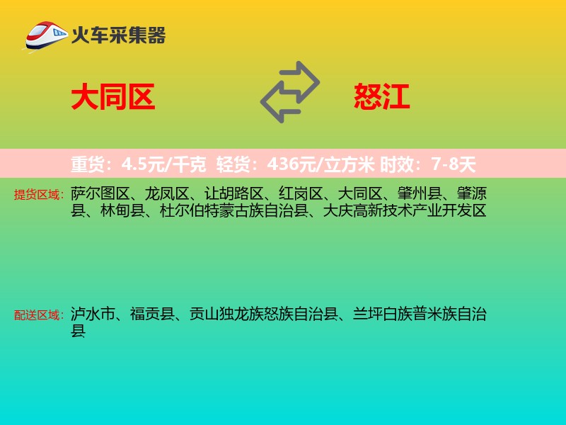 大同区到怒江物流专线