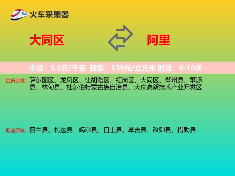 大同区到阿里物流专线