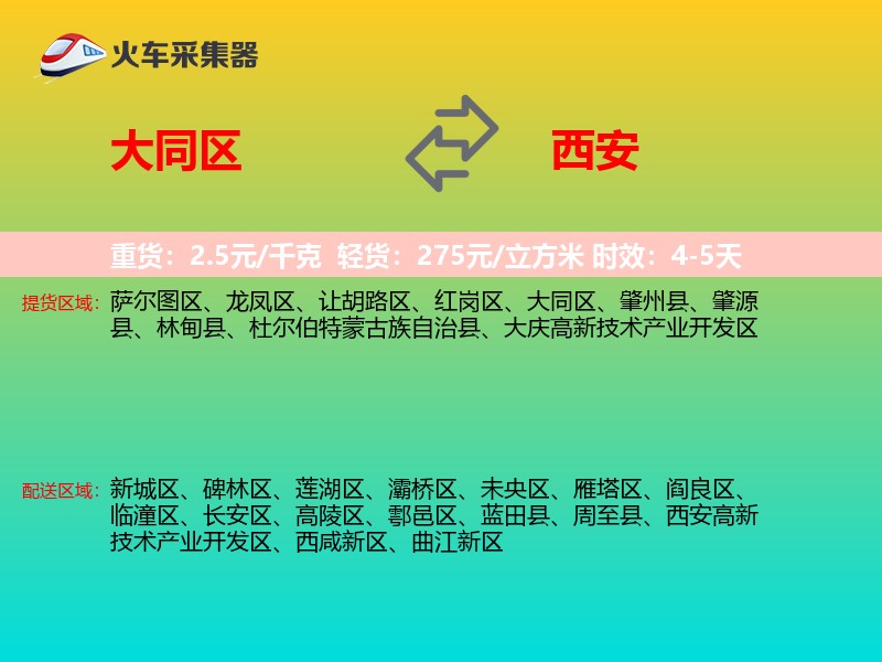 大同区到西安物流专线