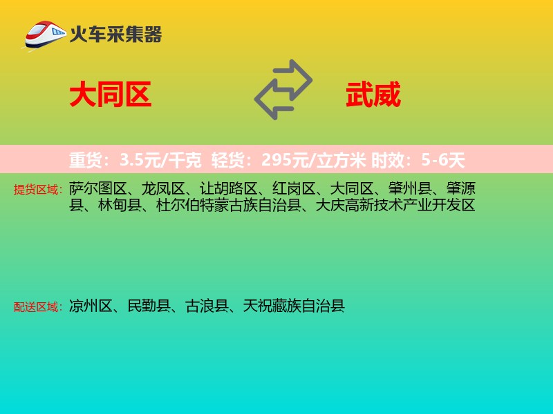 大同区到武威物流专线