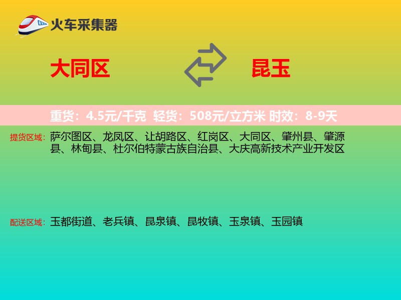 大同区到昆玉物流专线