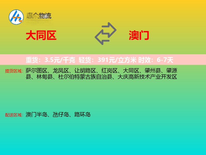大同区到澳门轿车托运