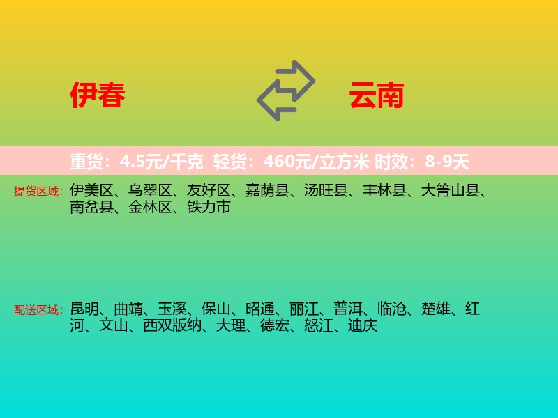 伊春到云南长途搬家