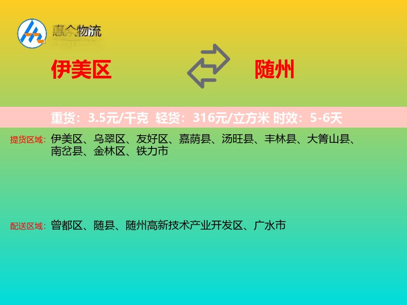 伊美区到随州物流专线