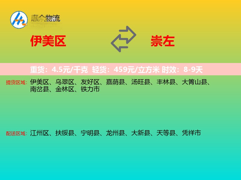伊美区到崇左物流专线