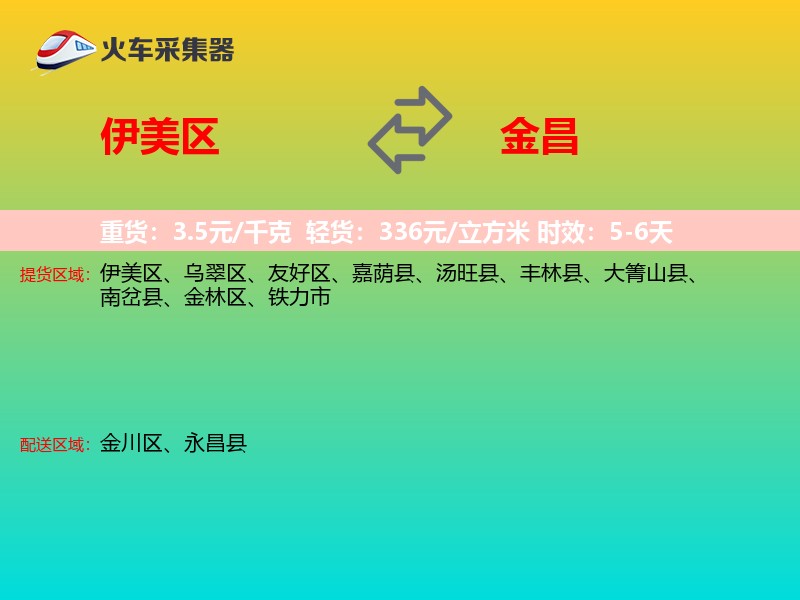 伊美区到金昌物流专线