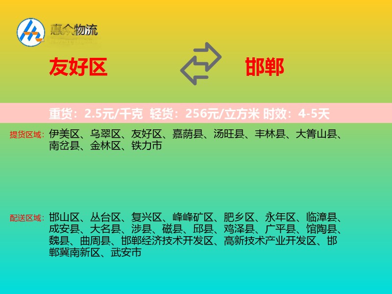 友好区到邯郸物流专线