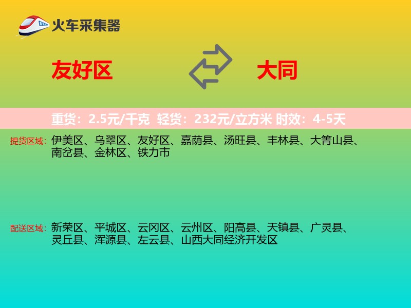 友好区到大同物流专线